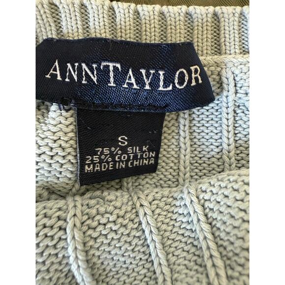 Vintage y2k Ann Taylor Cable Knit Silk/ Cotton Sweater in Pale Blue Size Small - Picture 4 of 5
